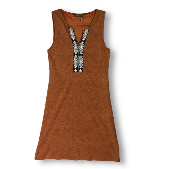 THML Sweater Dress Sz S Sleeveless A Line Midi Knit Rust Brown Lined - Picture 1 of 12